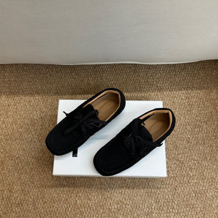 JACQUEMUS 26S LACE-UP LOAFERS IN BLACK SUEDE