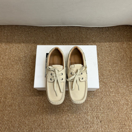 JACQUEMUS 26S LACE-UP LOAFERS IN BEIGE SUEDE