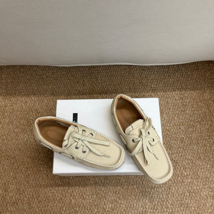 JACQUEMUS 26S LACE-UP LOAFERS IN BEIGE SUEDE