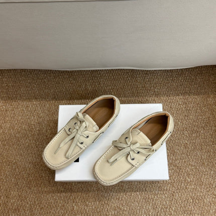 JACQUEMUS 26S LACE-UP LOAFERS IN BEIGE SUEDE