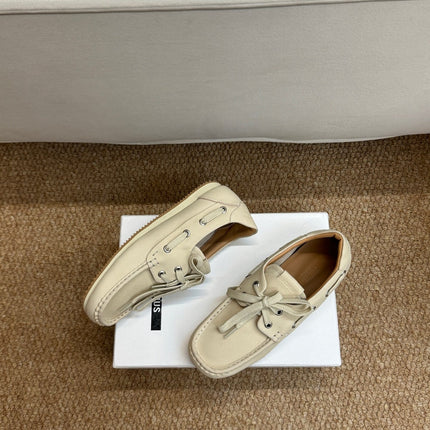 JACQUEMUS 26S LACE-UP LOAFERS IN BEIGE SUEDE
