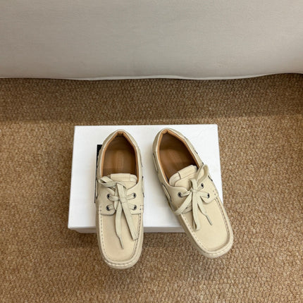 JACQUEMUS 26S LACE-UP LOAFERS IN BEIGE SUEDE