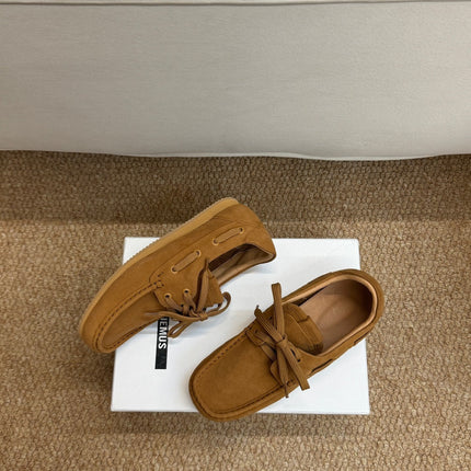 JACQUEMUS 26S LACE-UP LOAFERS IN BROWN SUEDE