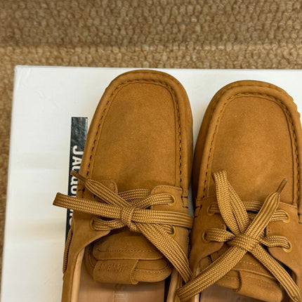 JACQUEMUS 26S LACE-UP LOAFERS IN BROWN SUEDE