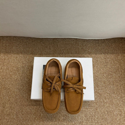 JACQUEMUS 26S LACE-UP LOAFERS IN BROWN SUEDE