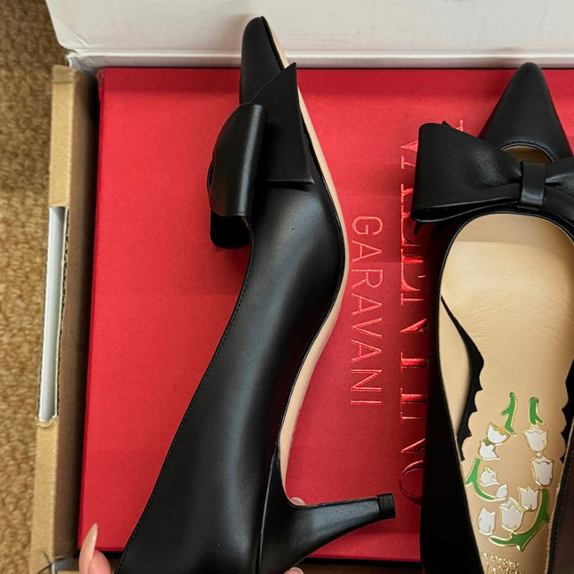 VALENTINO 26S HIGH HEEL SHOES IN BLACK CALFSKIN WITH BOW