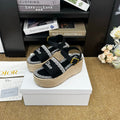 DIOR 26S ESPADRILLE WEDGE SANDAL IN BLACK DIOR OBLIQUE EMBROIDERED CANVAS
