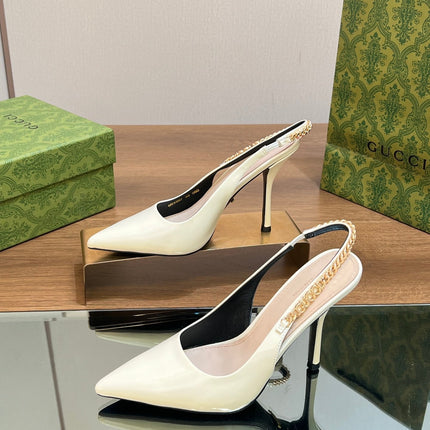 GG SIGNORIA SLINGBACK PUMP WHITE LAMBSKIN