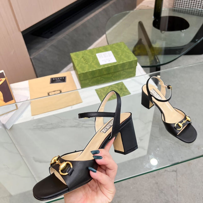 GG HIGH HEELS SANDALS 60 IN BLACK LAMBSKIN
