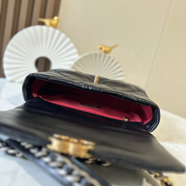CHANEL 26S FLAP BAG 26 IN BLACK LAMBSKIN