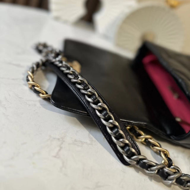 CHANEL 26S FLAP BAG 26 IN BLACK LAMBSKIN