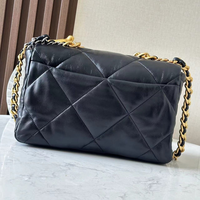CHANEL 26S FLAP BAG 32 IN BLACK LAMBSKIN