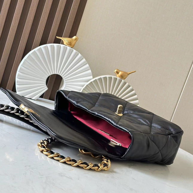 CHANEL 26S FLAP BAG 32 IN BLACK LAMBSKIN