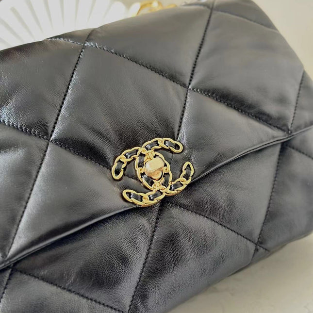 CHANEL 26S FLAP BAG 32 IN BLACK LAMBSKIN