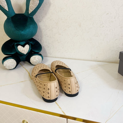 DIOR 26S MARY JANE FLATS IN BEIGE CALFSKIN