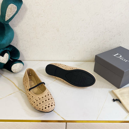 DIOR 26S MARY JANE FLATS IN BEIGE CALFSKIN