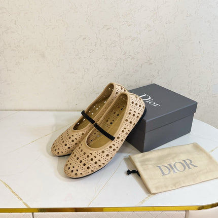 DIOR 26S MARY JANE FLATS IN BEIGE CALFSKIN