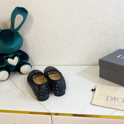 DIOR 26S MARY JANE FLATS IN BLACK CALFSKIN