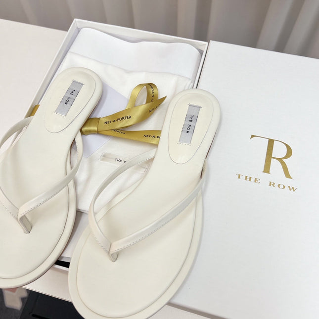 THE ROW 26S THONG SANDALS IN WHITE CALFSKIN