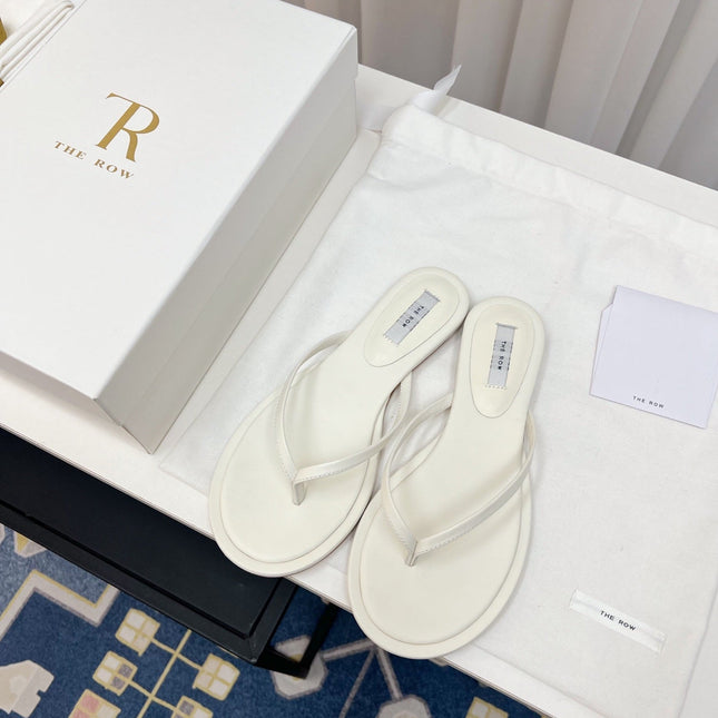 THE ROW 26S THONG SANDALS IN WHITE CALFSKIN
