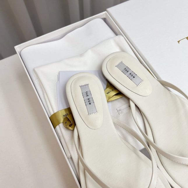 THE ROW 26S THONG SANDALS IN WHITE CALFSKIN