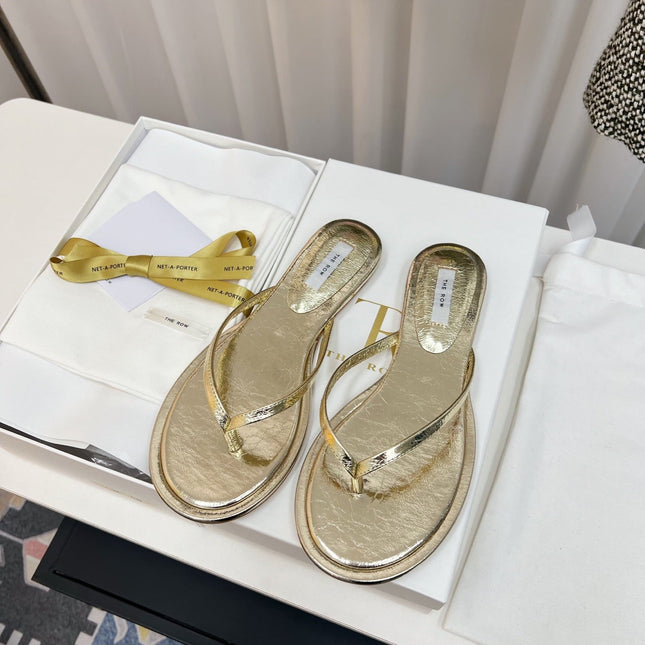THE ROW 26S THONG SANDALS IN GOLD CALFSKIN