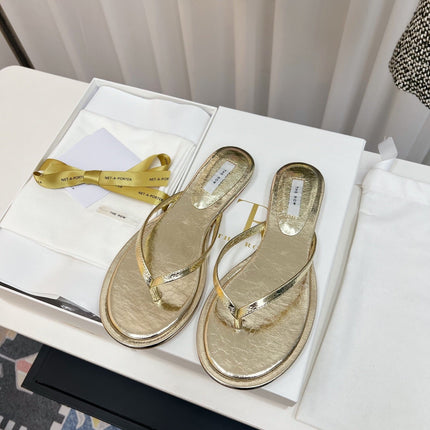 THE ROW 26S THONG SANDALS IN GOLD CALFSKIN