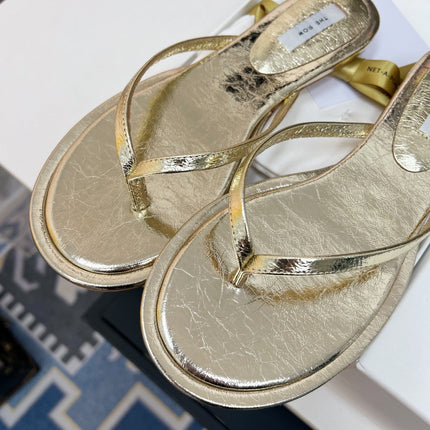 THE ROW 26S THONG SANDALS IN GOLD CALFSKIN