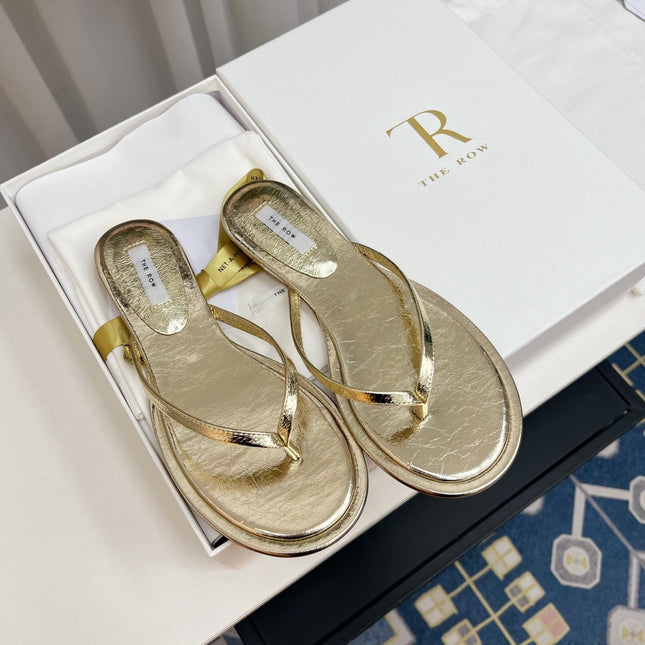 THE ROW 26S THONG SANDALS IN GOLD CALFSKIN