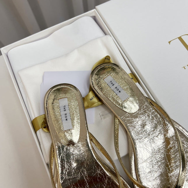 THE ROW 26S THONG SANDALS IN GOLD CALFSKIN