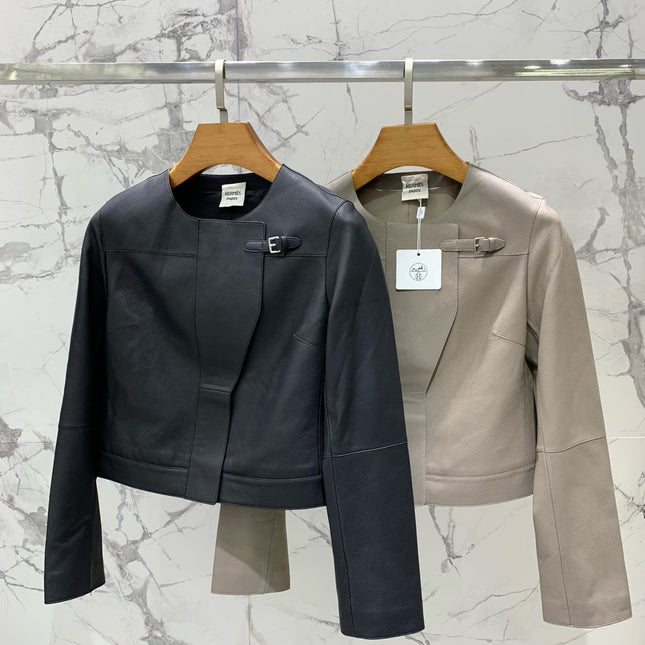 HERMES 25S LEATHER JACKET WITH LEATHER SHORTS 528564
