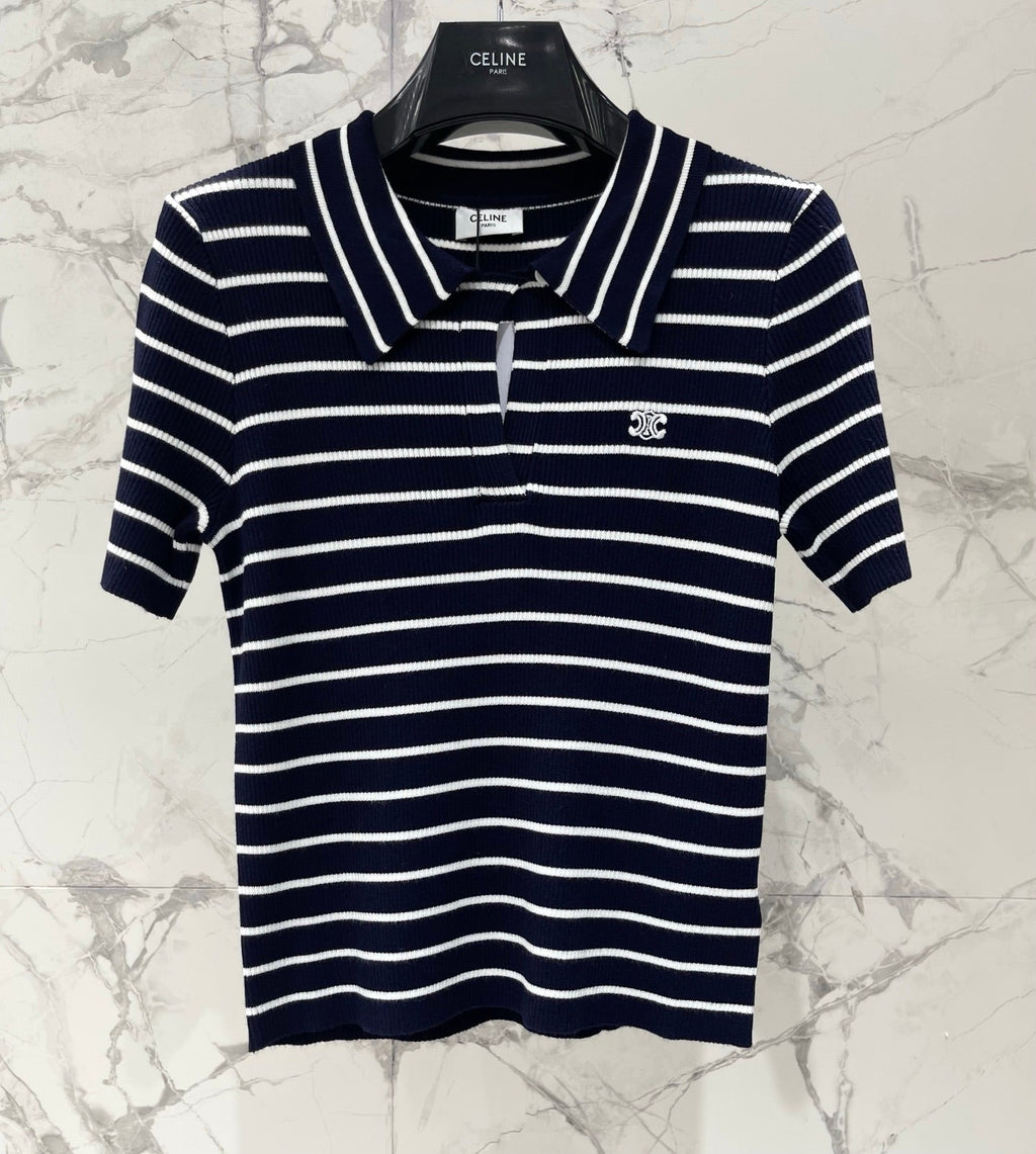 CELINE 26S STRIPED SHORT-SLEEVE POLO SHIRT 489