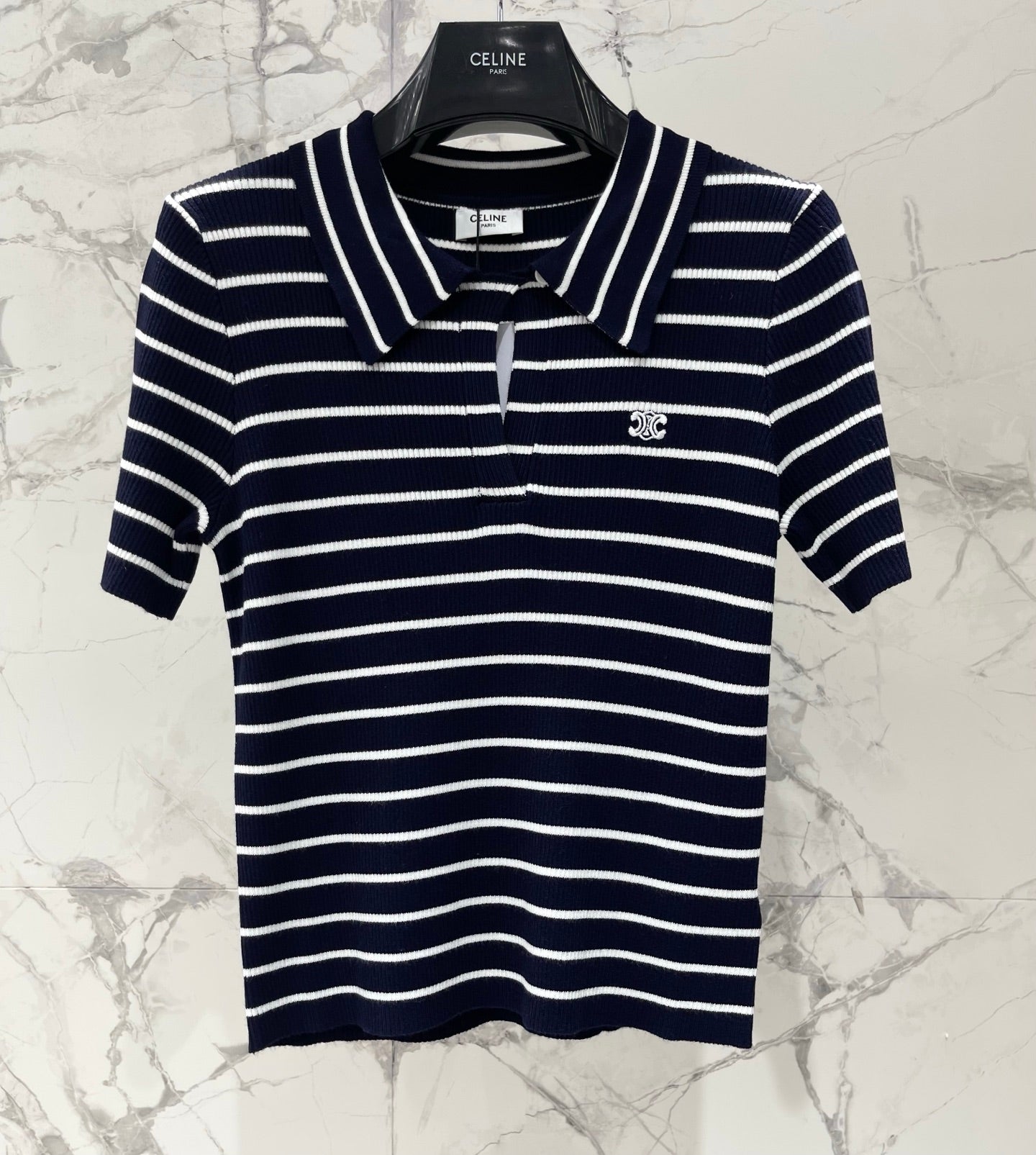 CELINE 26S STRIPED SHORT-SLEEVE POLO SHIRT 489