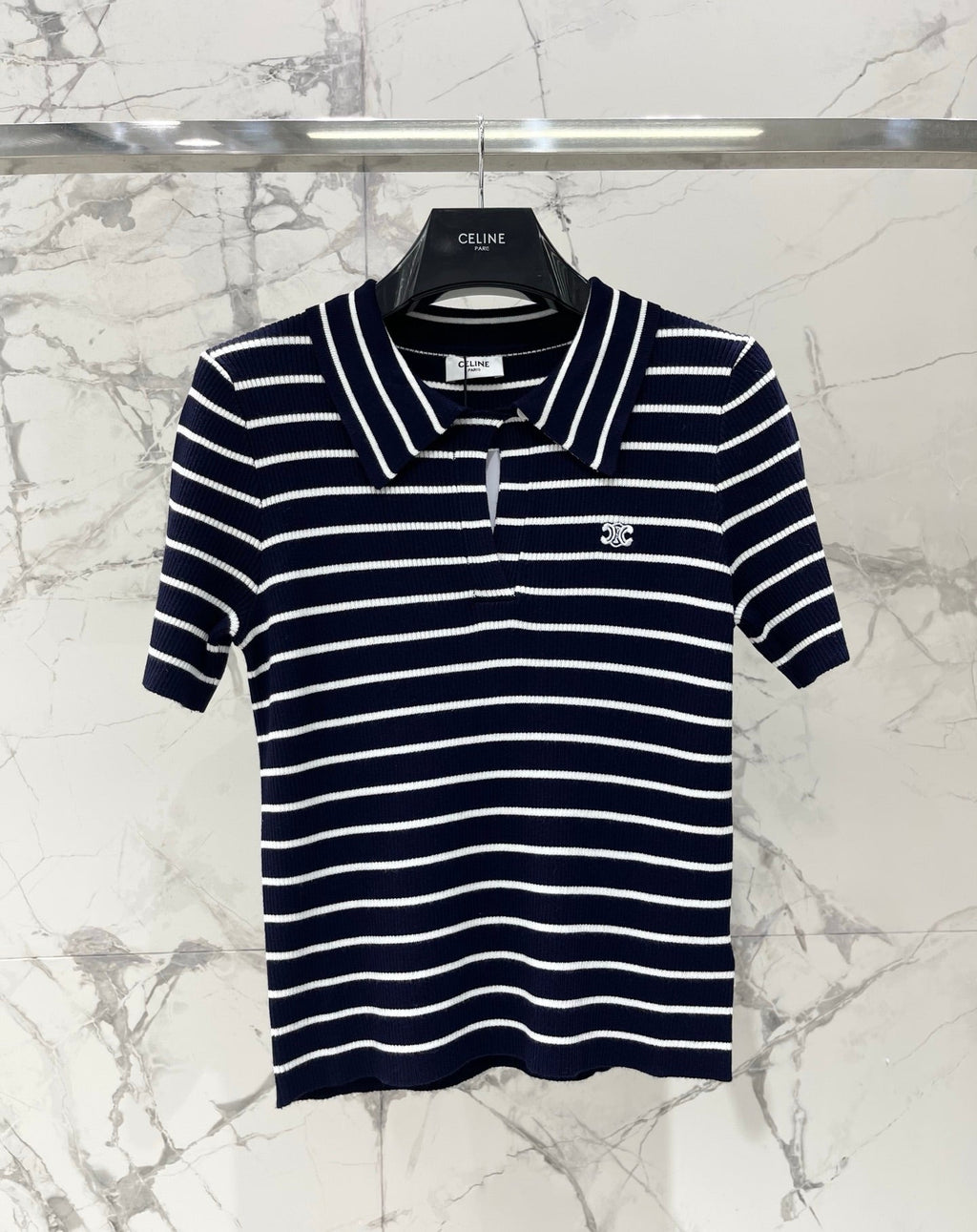 CELINE 26S STRIPED SHORT-SLEEVE POLO SHIRT 489