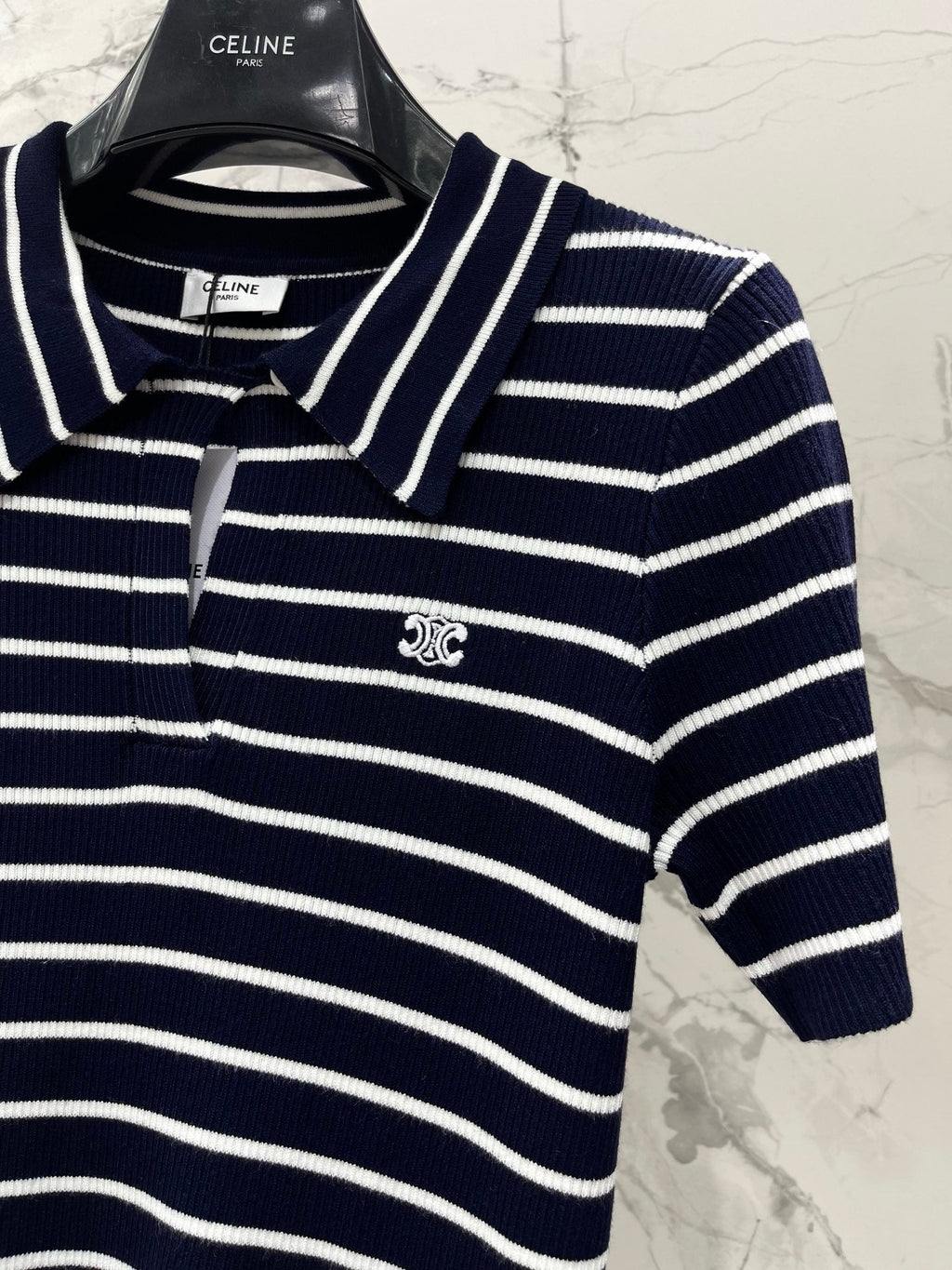 CELINE 26S STRIPED SHORT-SLEEVE POLO SHIRT 489