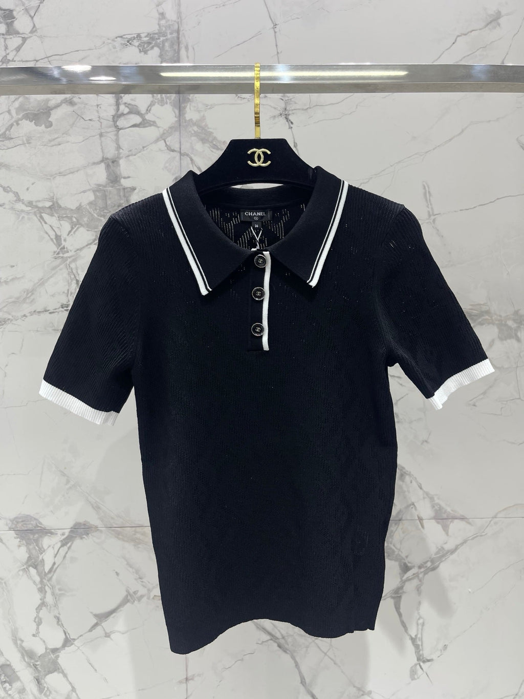 CHANEL 26S SHORT-SLEEVE KNIT POLO STYLE 1176