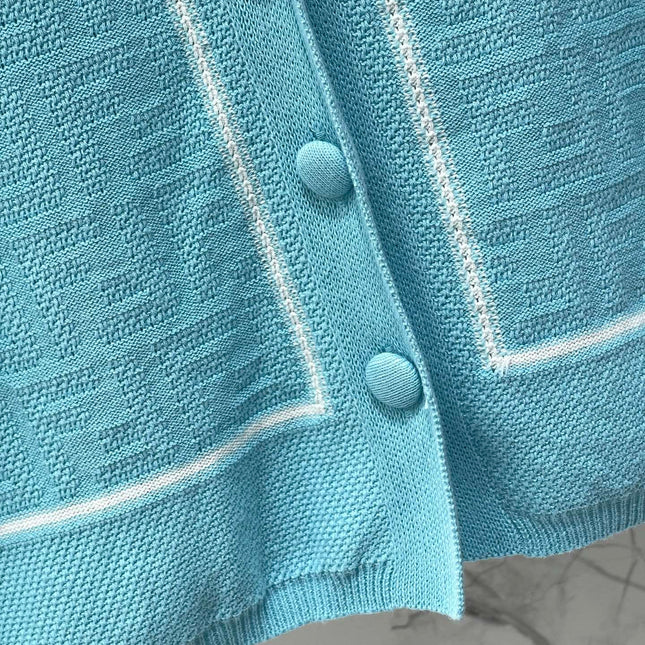FENDI 26S SHORT-SLEEVE KNIT POLO TOP 387