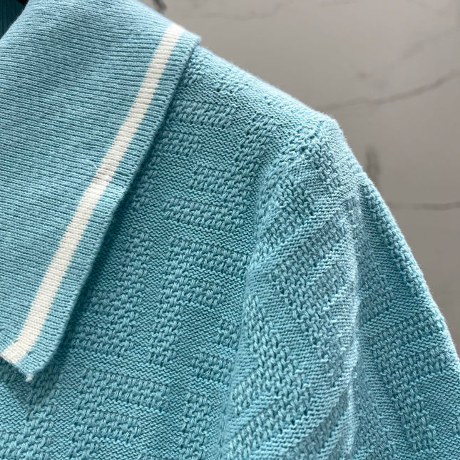 FENDI 26S SHORT-SLEEVE KNIT POLO TOP 387