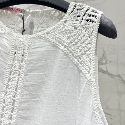VALENTINO 26S SLEEVELESS CROCHET-TRIM TOP 449