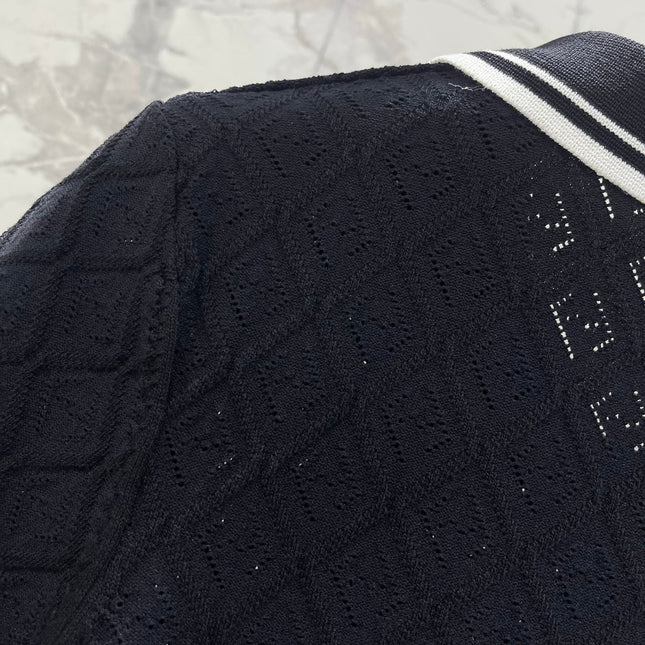 FENDI 26S SHORT-SLEEVE KNIT POLO TOP 356