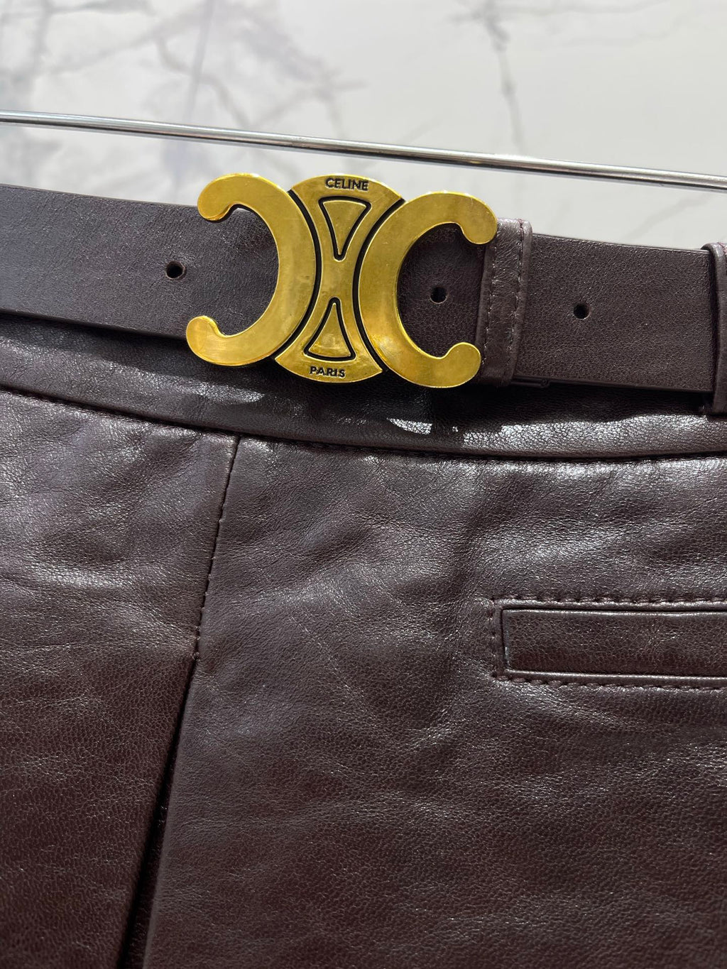 CELINE 26S LEATHER SHORTS 423