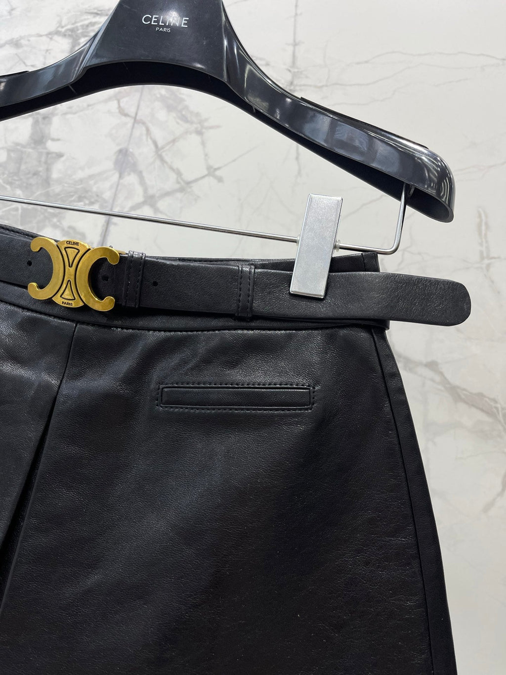 CELINE 26S LEATHER SHORTS 422