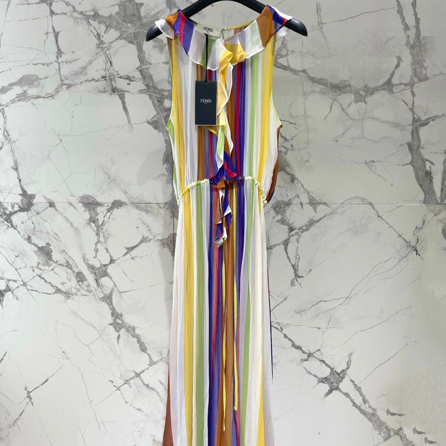 FENDI 26S STRIPED SLEEVELESS DRESS 325