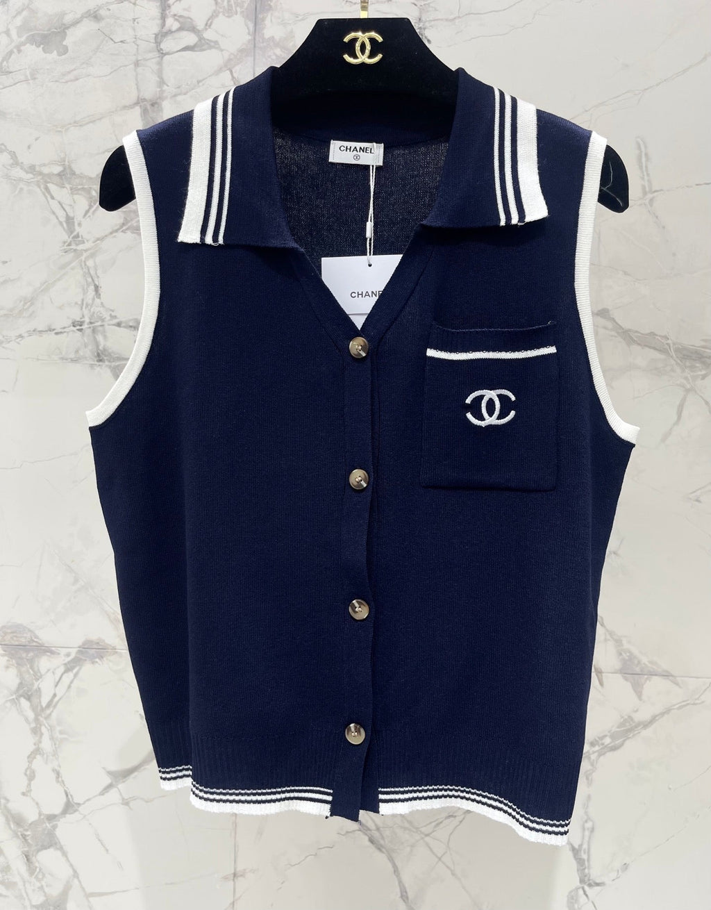 CHANEL 26S SLEEVELESS KNIT TOP 1416