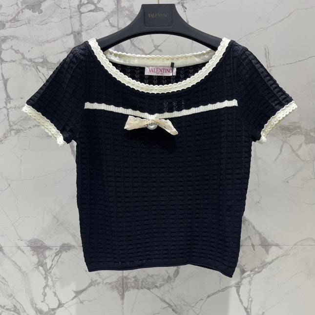 VALENTINO 26S SHORT-SLEEVE KNIT TOP 384