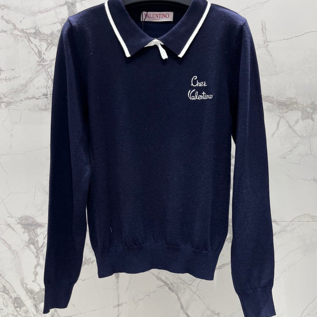 VALENTINO 26S LONG-SLEEVE KNIT POLO SHIRT 354