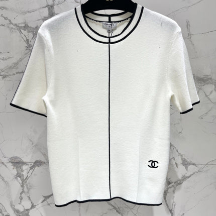 CHANEL 26S SHORT SLEEVE CREW NECK KNIT TOP 1628