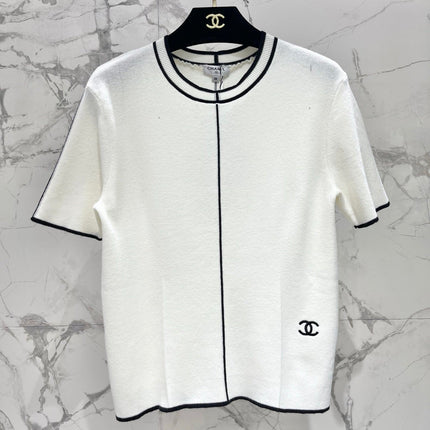 CHANEL 26S SHORT SLEEVE CREW NECK KNIT TOP 1628