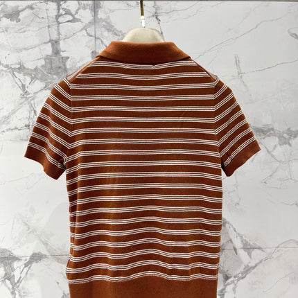 MIUMIU 26S SHORT-SLEEVE KNIT POLO SHIRT 1393