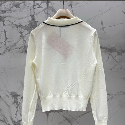 MIUMIU 26S LONG-SLEEVE KNIT POLO TOP 1437